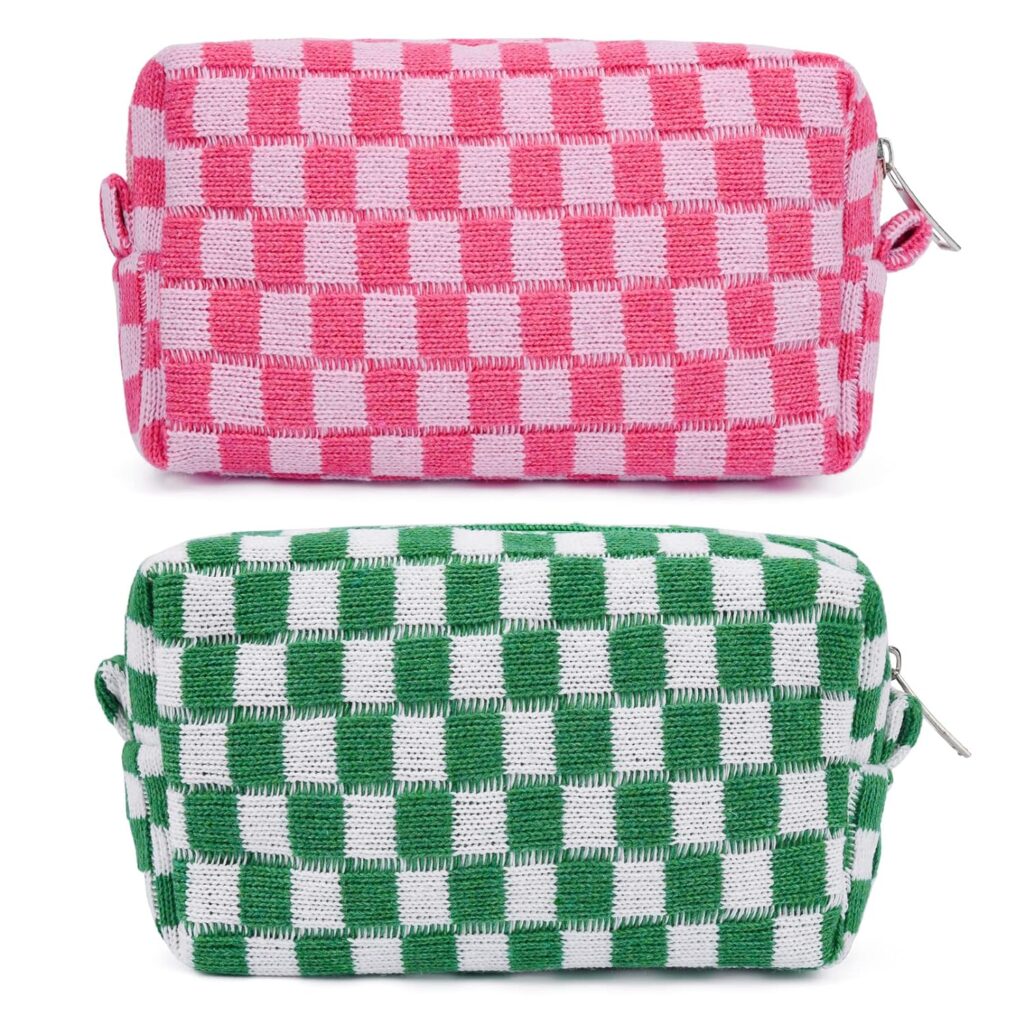 Soidram Makeup Pouch Set Checkered Mini Toiletry Bags